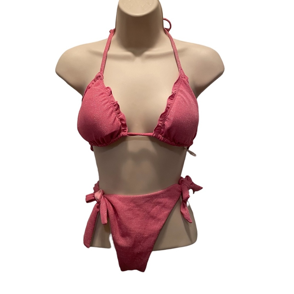 2 piece pink bikini/metallic shimmer New without tags XL